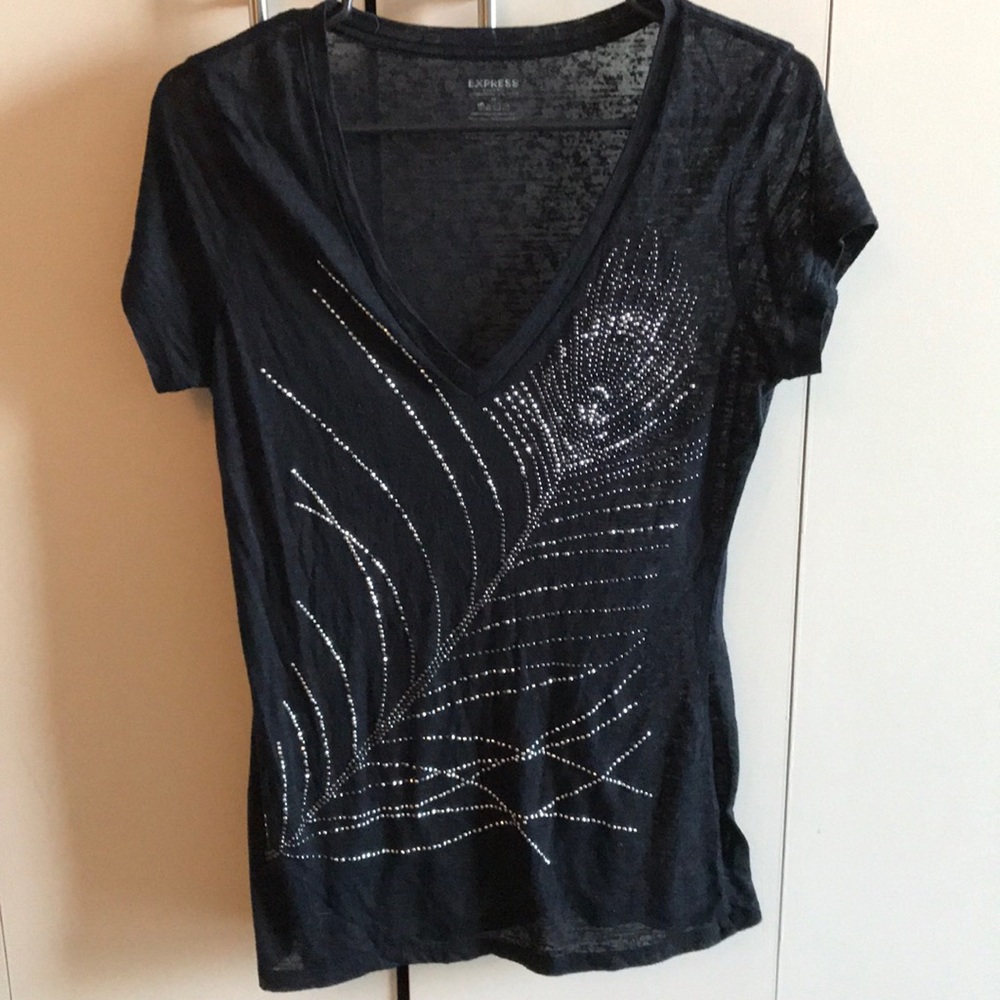 Black feather studded tank top